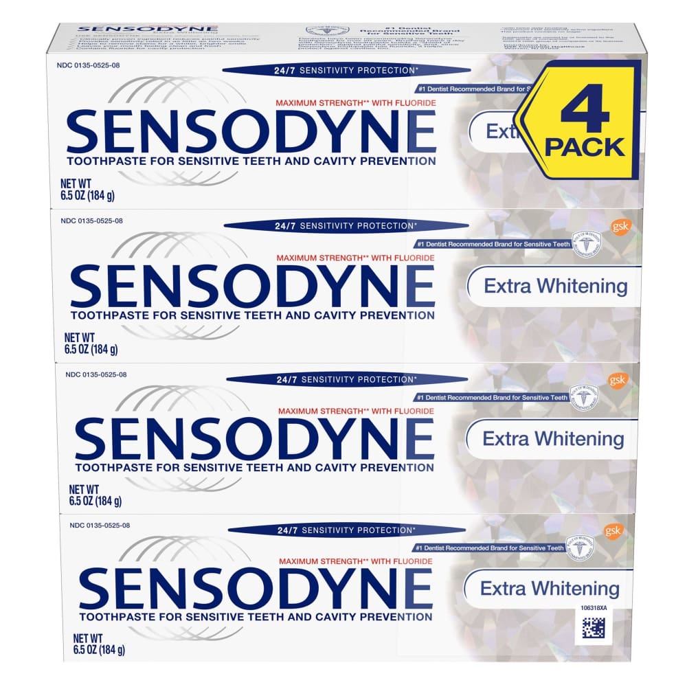 Sensodyne Extra Whitening Fluoride Toothpaste for Sensitive Teeth 4 ct. - Sensodyne