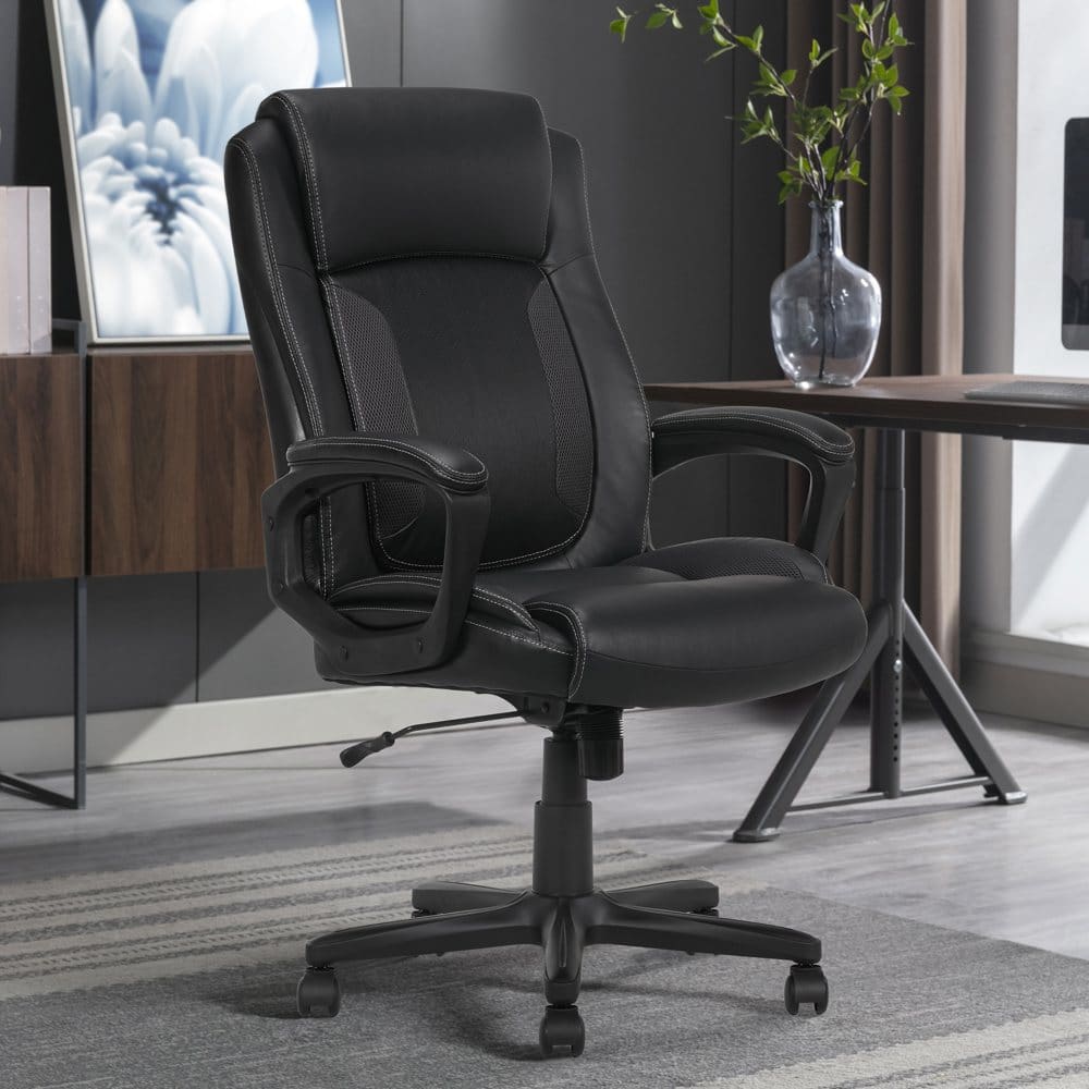 Serta Mid-Back Office Chair With Mesh Accents And Memory Foam Black - Office Chairs - ShelHealth