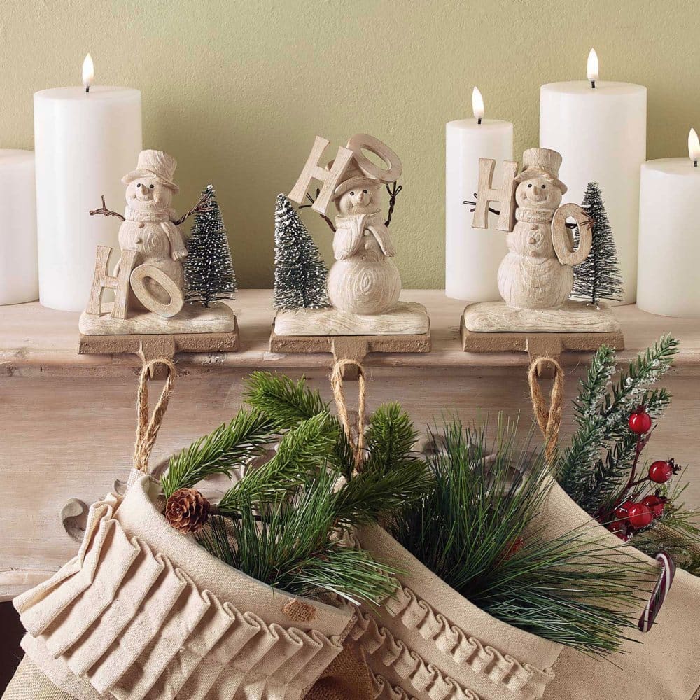Set of 3 Snowman Stocking Holders - Cozy Christmas - Set