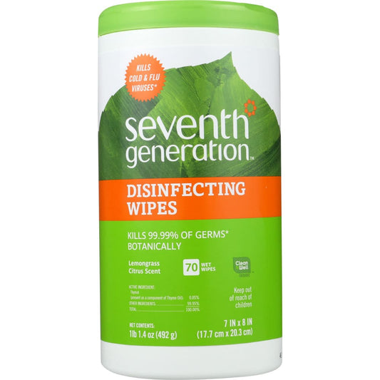SEVENTH GENERATION: Disinfecting Wipes Lemongrass Citrus Scent 70 Wipes (Pack of 3) - Home Products > Cleaning Supplies - SEVENTH GENERATION
