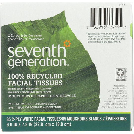 SEVENTH GENERATION: Facial Tissue White Unscented 85 Counts 1 ea (Pack of 5) - Home Products > Tissues & Paper Towels - SEVENTH GENERATION