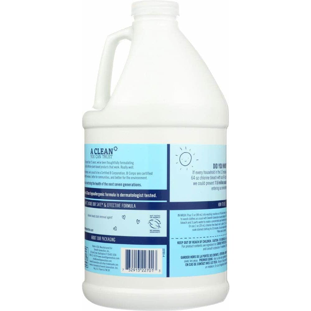 SEVENTH GENERATION Seventh Generation Free & Clear Chlorine-Free Bleach, 64 Oz