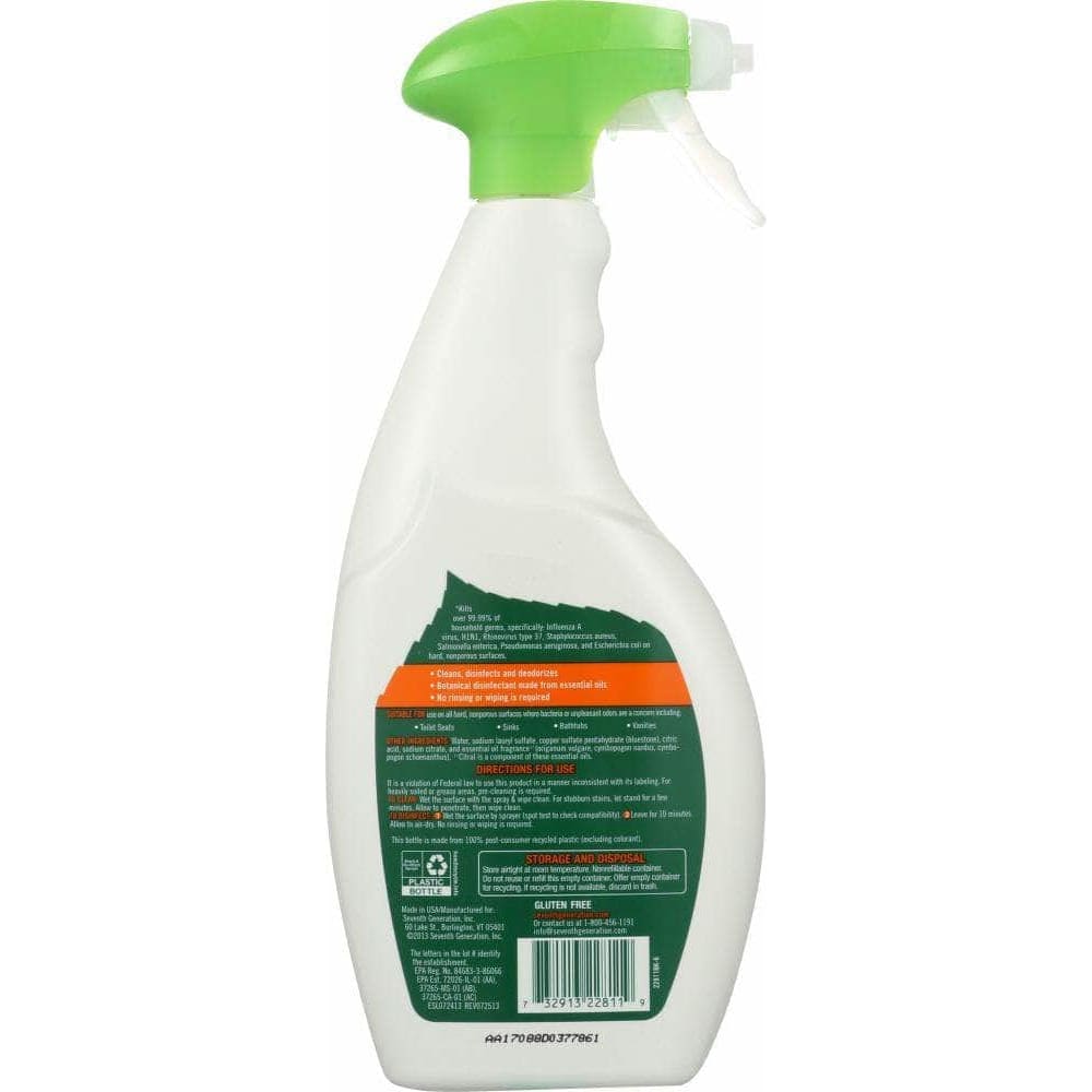 SEVENTH GENERATION Seventh Generation Lemongrass Citrus Scent Disinfecting Bathroom Cleaner, 26 Oz
