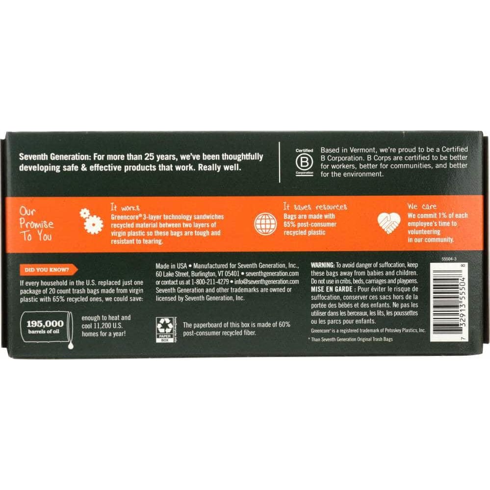 Seventh Generation Seventh Generation Tall Kitchen Bags 13 Gallon 2-Ply, 20 Bags