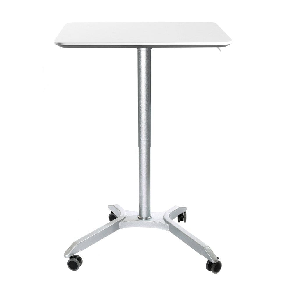 Seville Classics AIRLIFT XL 28 Pneumatic Sit-Stand Adjustable Rolling Desk Cart White Silver - Sit-Stand Desks - ShelHealth
