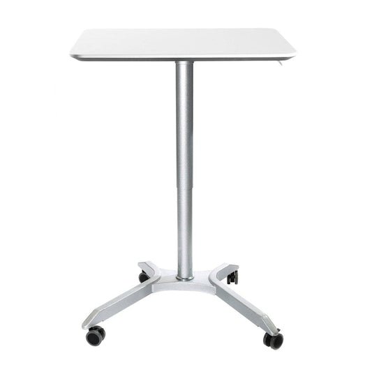 Seville Classics AIRLIFT XL 28 Pneumatic Sit-Stand Adjustable Rolling Desk Cart White Silver - Sit-Stand Desks - ShelHealth