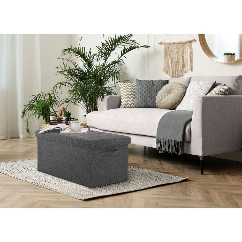 Seville Classics® Foldable Storage Bench Ottoman with Handles (Modern Gray) 30 W x 15.7 D x 15.7 H - Ottomans & Benches - ShelHealth