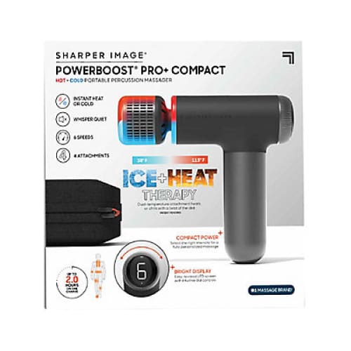 Sharper Image Powerboost Pro+ Compact Hot and Cold Percussion Massager - Black - Home/Health & Wellness/Home Health Care/Massage Products/ -