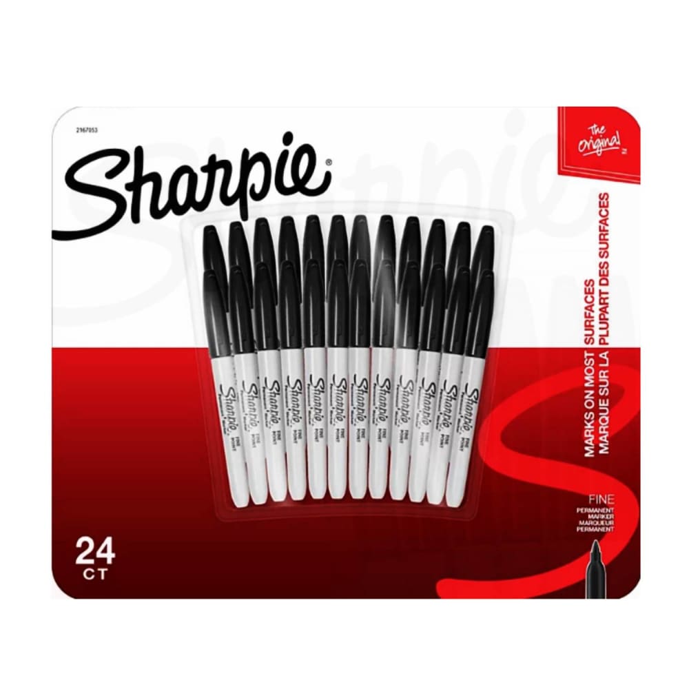 Sharpie Permanent Fine Tip Markers Black 24 Count - Markers - Sharpie