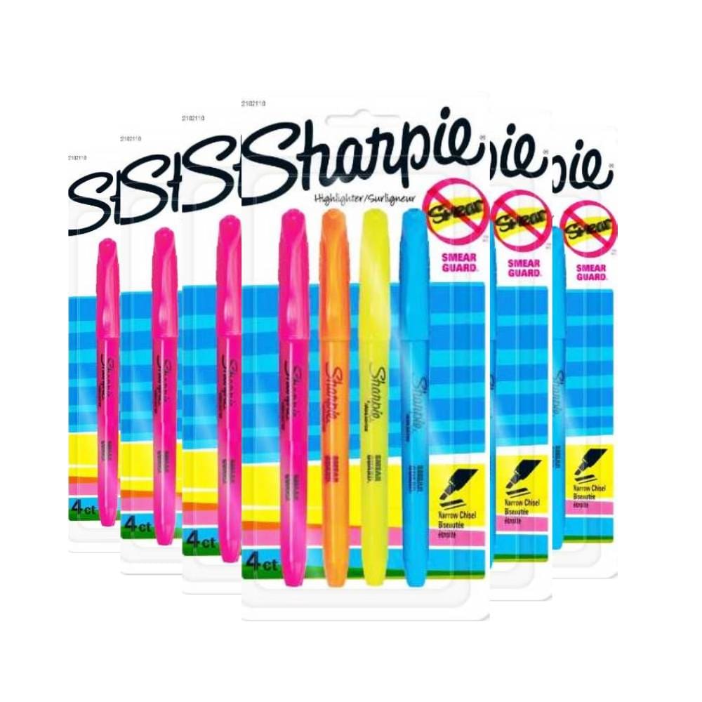 Sharpie Pocket Accent Highlighters - 4 ct ea - 6 Pack - Markers - Sharpie