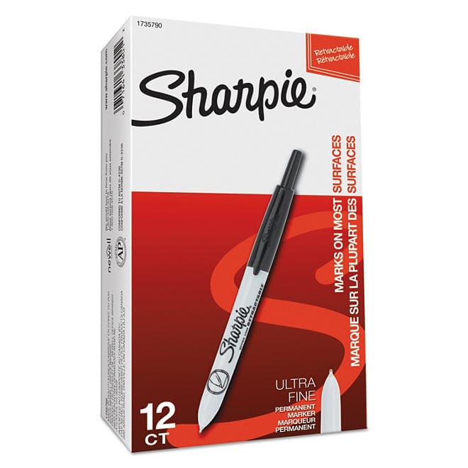 Medical Sharpie Sharpie Retractable Permanent Markers, Fine Point, Assorted Colors - 12 ...