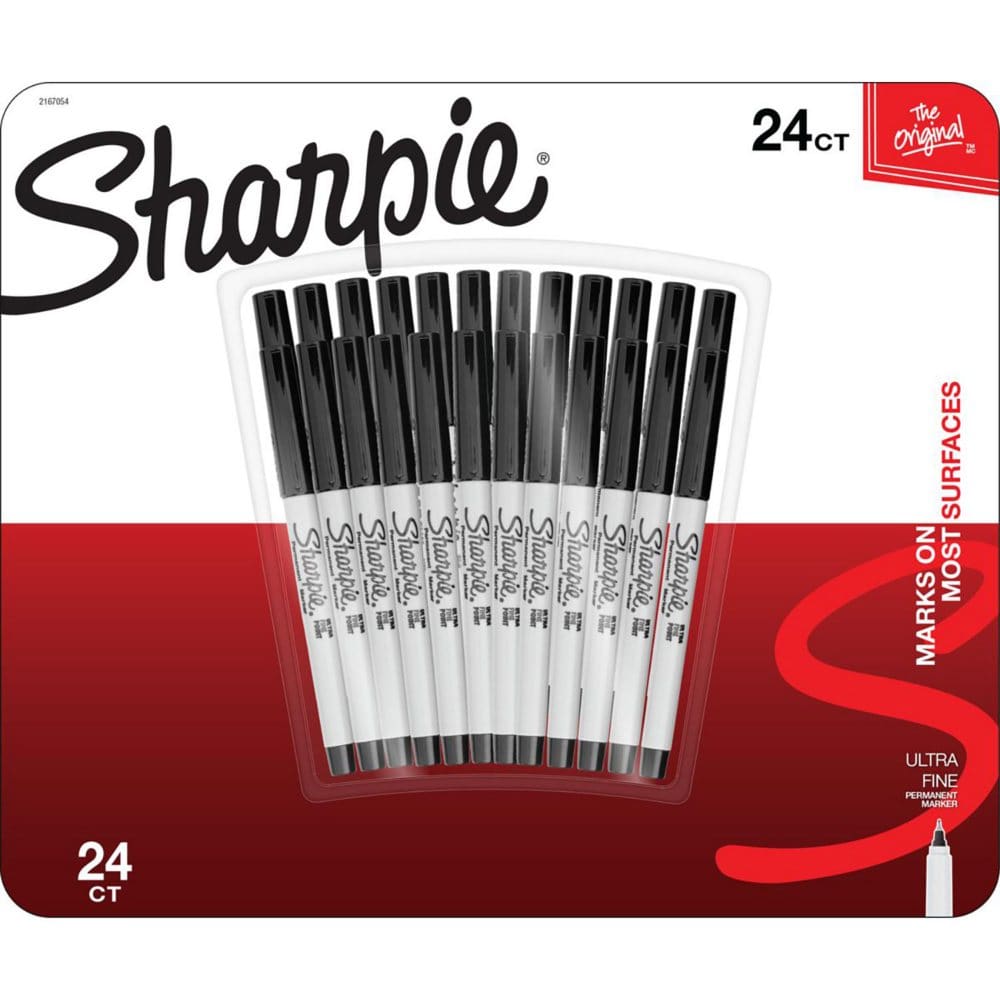 Sharpie Ultra-Fine Permanent Markers Black 24 Count - Electronics & School Supplies - ShelHealth