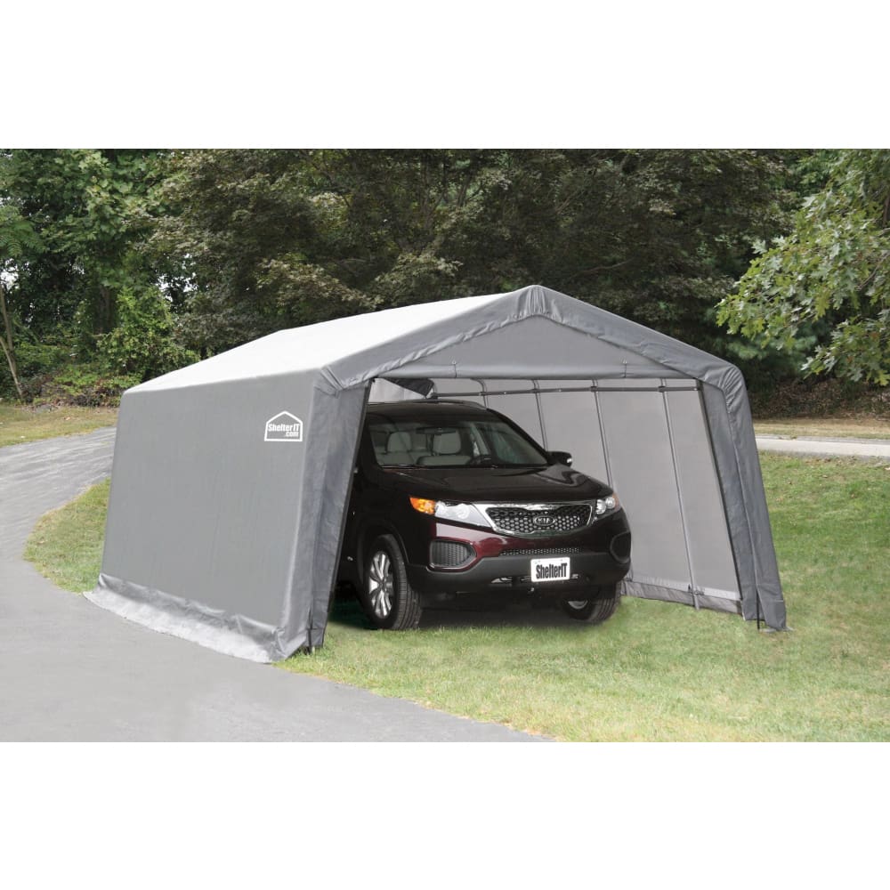 Shelter-It Shelter-It 12’ x 20’ Steel/Fabric Instant Garage - Gray/White - Home/Home/Home Improvement/Garage & Automotive/Car Covers &