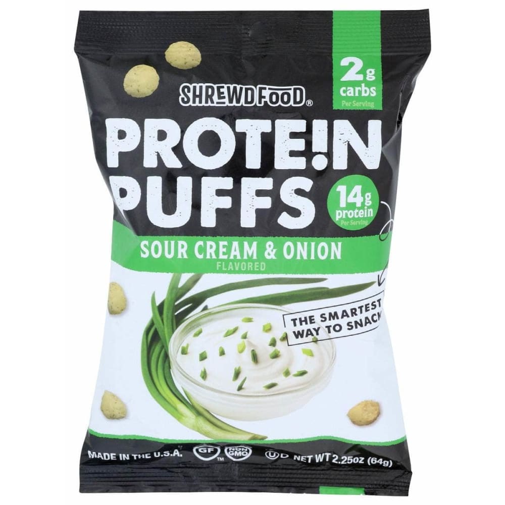 SHREWD FOOD SHREWD FOOD Protein Puffs Sour Cream and Onion, 2.25 oz