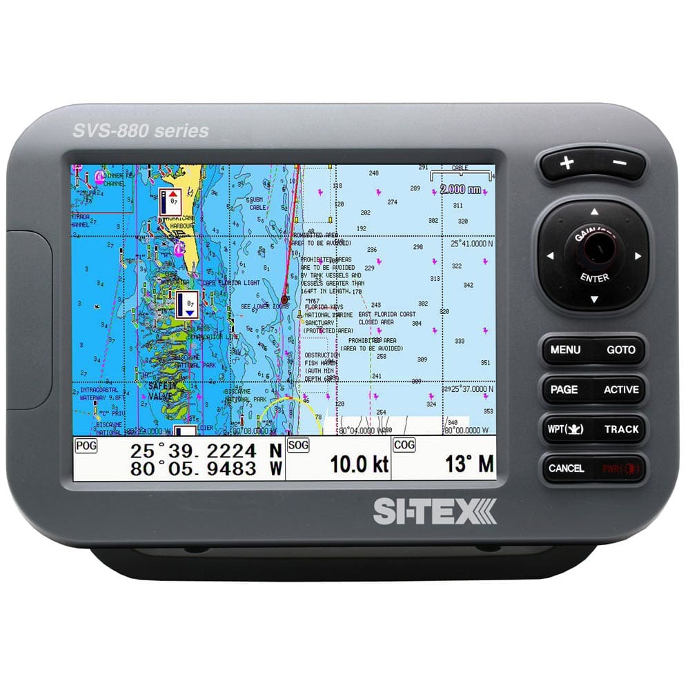 SI-TEX SVS-880CE 8 Chartplotter w/ External GPS Antenna & Navionics+ Card - Marine Navigation & Instruments | GPS - Chartplotters - SI-TEX