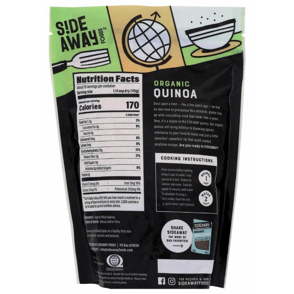 SIDEAWAY FOODS Grocery > Meal Ingredients > Grains SIDEAWAY FOODS Organic Classic Quinoa, 16 oz