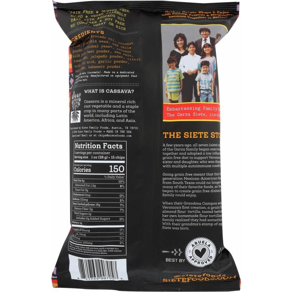 Siete Siete Chip Tortilla Fuego, 4 oz