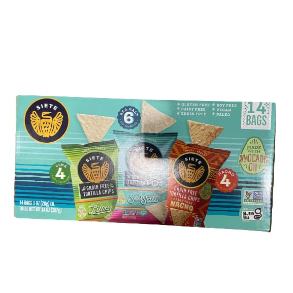 Siete Grain Free Tortilla Chips Variety Pack 14 x 1 oz. - Siete
