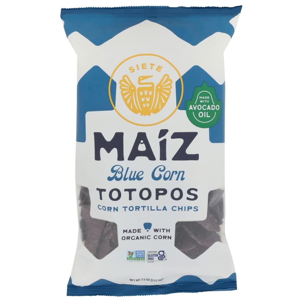 SIETE: Maiz Totopos Blue Tortilla Chips 7.5 oz (Pack of 4) - SIETE