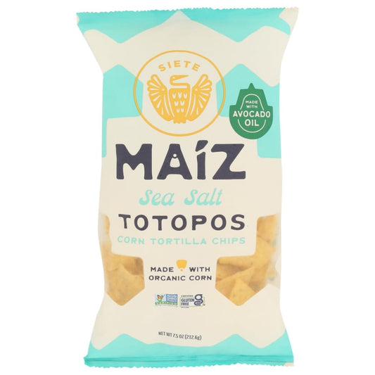 SIETE: Maiz Totopos Sea Salt Tortilla Chips 7.5 oz (Pack of 4) - Tortilla & Corn Chips - SIETE