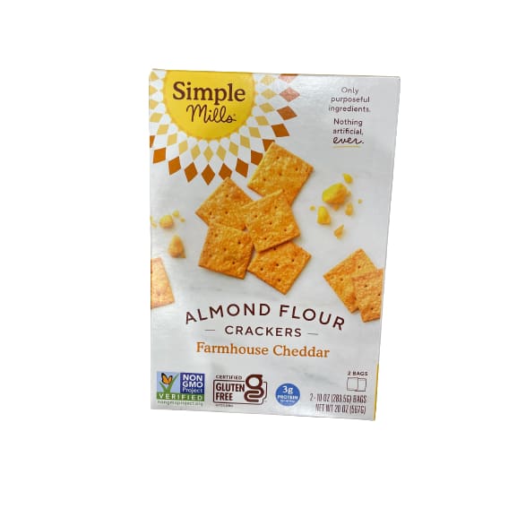 Simple Mills Almond Flour Crackers Farmhouse Cheddar 2 x 10 oz. - Simple Mills