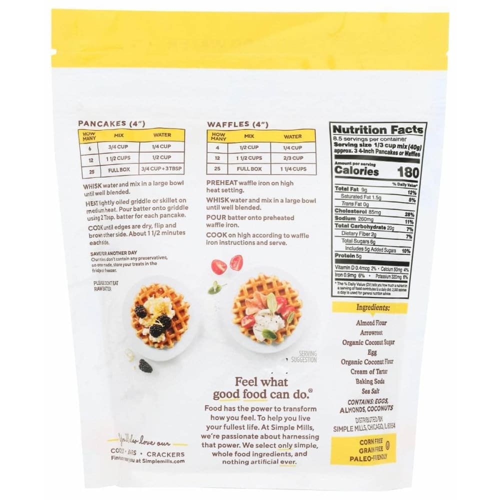 SIMPLE MILLS Simple Mills Mix Pancake And Waffle Almond Flour, 12 Oz