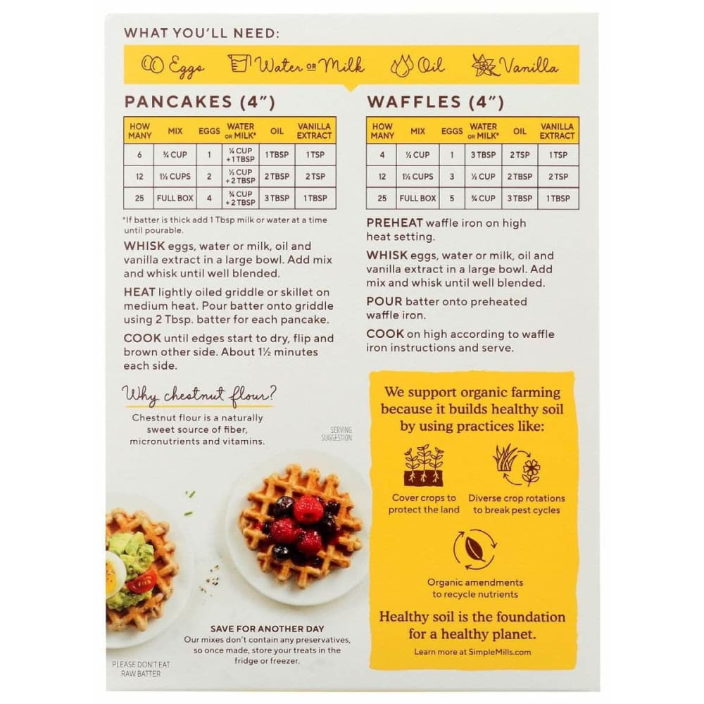 SIMPLE MILLS Simple Mills Mix Pancake Waffle Chestnut, 10 Oz