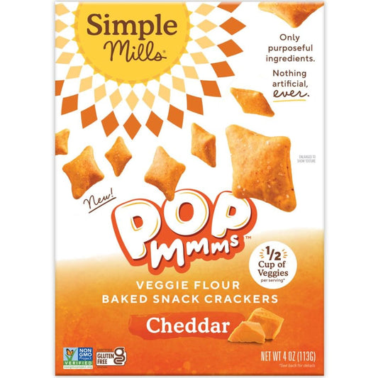 SIMPLE MILLS: Pop Mms Cheddar Crackers 4 oz (Pack of 4) - Grocery > Snacks > Crackers - SIMPLE MILLS