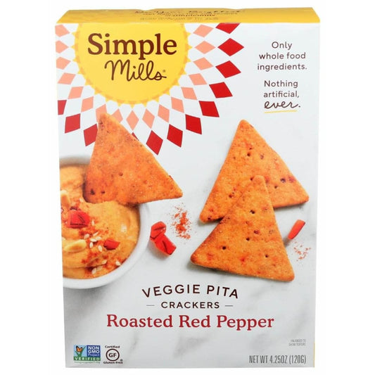 SIMPLE MILLS Simple Mills Roasted Red Pepper Veggie Pita Crackers, 4.25 Oz
