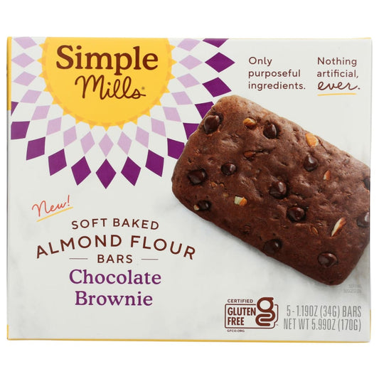 SIMPLE MILLS: Soft Baked Almond Flour Chocolate Brownie 5.99 oz (Pack of 4) - Grocery > Nutritional Bars - SIMPLE MILLS