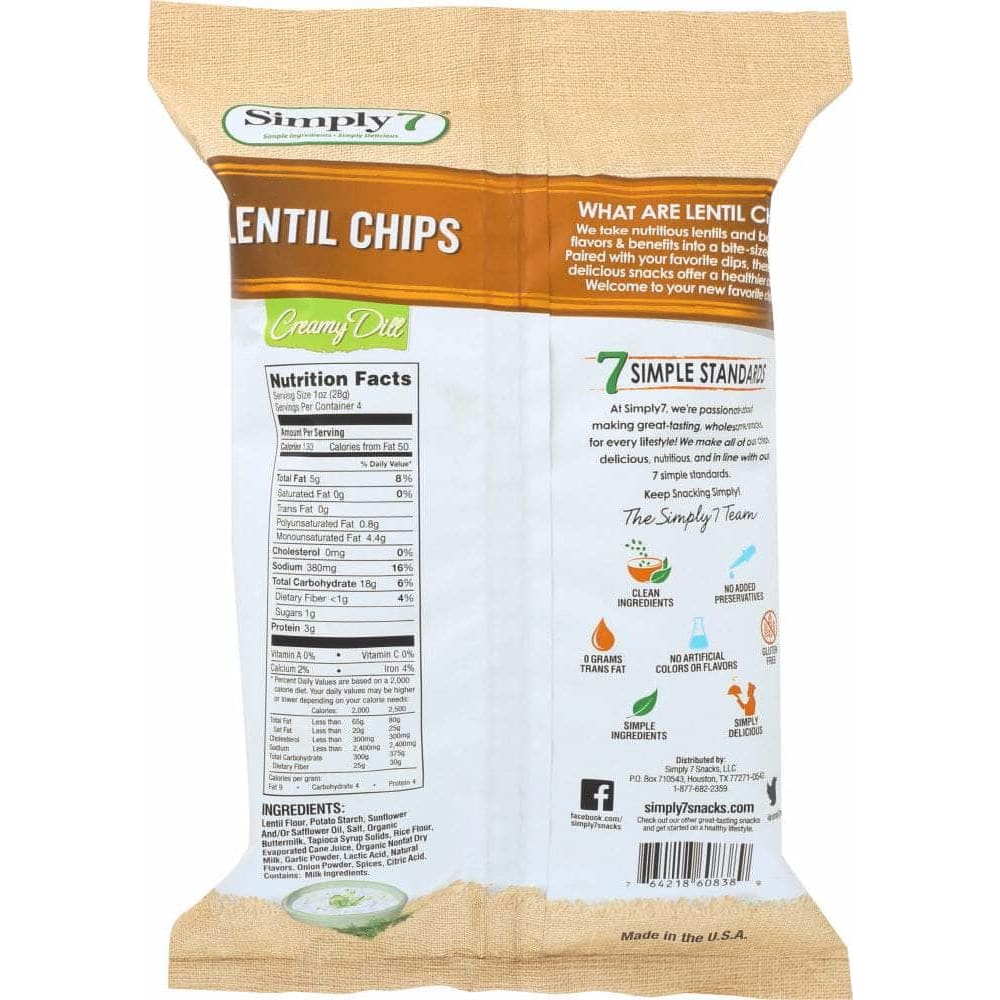 Simply 7 Simply 7 Lentil Chips Creamy Dill Cool And Refreshing, 4 oz