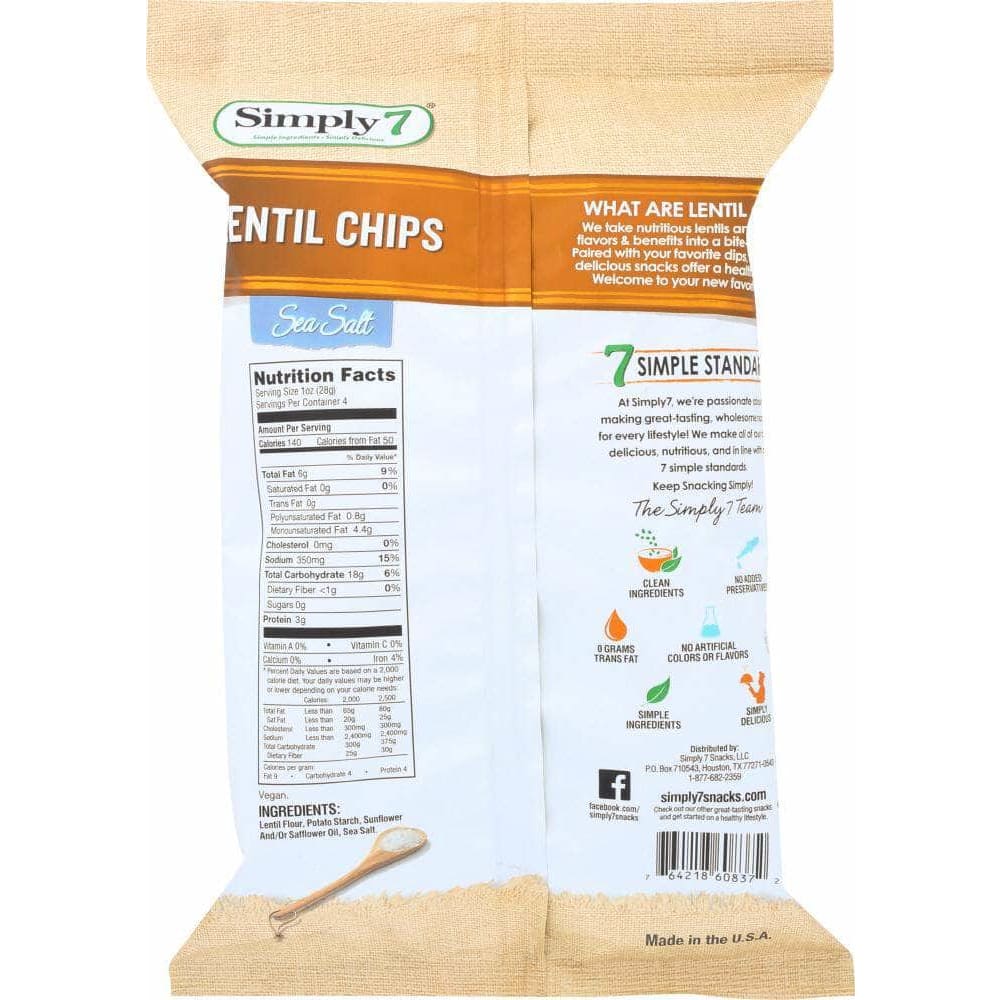 Simply 7 Simply 7 Lentil Chips Sea Salt Just A Pinch, 4 oz