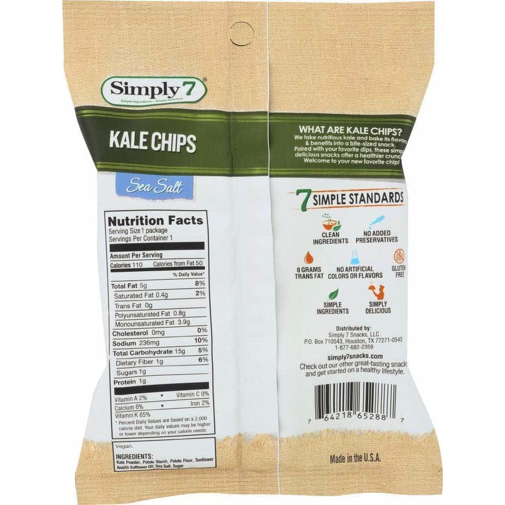 SIMPLY 7 Simply 7 Sea Salt Kale Chips, 0.8 Oz