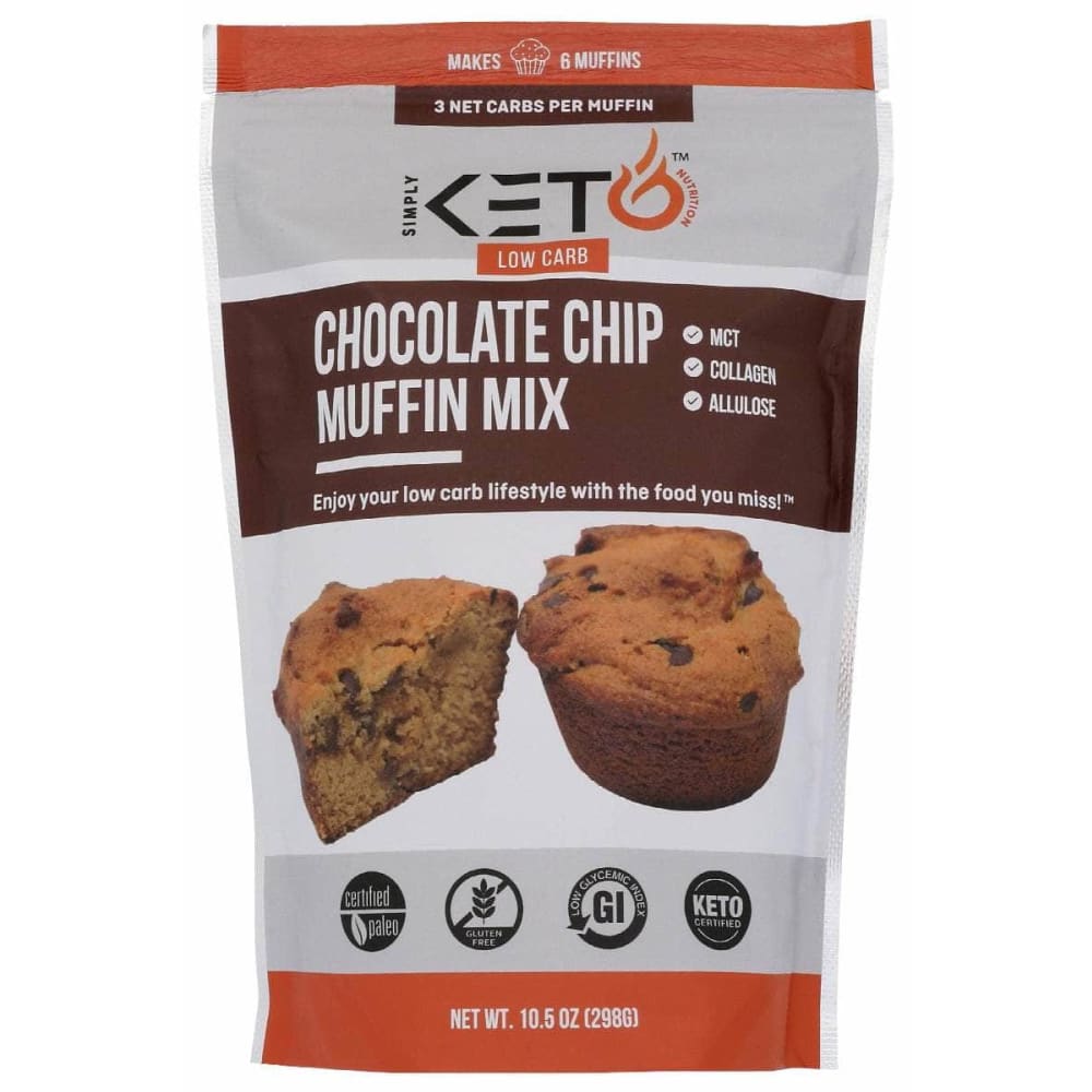 SIMPLY KETO NUTRITION Grocery > Cooking & Baking > Baking Ingredients SIMPLY KETO NUTRITION: Low Carb and Keto Friendly Chocolate Chip Muffin Mix, 10.5 oz