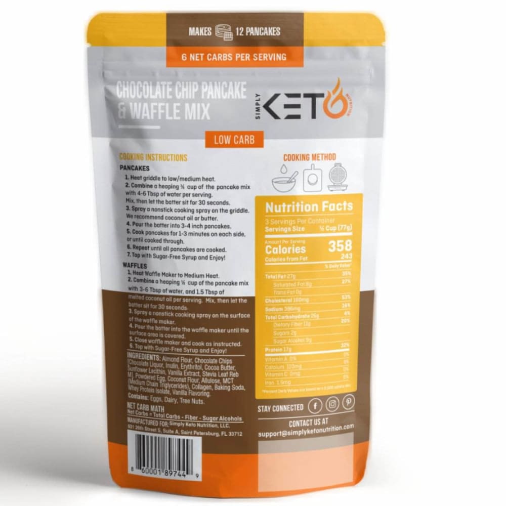 SIMPLY KETO NUTRITION Simply Keto Nutrition Pancake Choc Chip Mix, 8.1 Oz