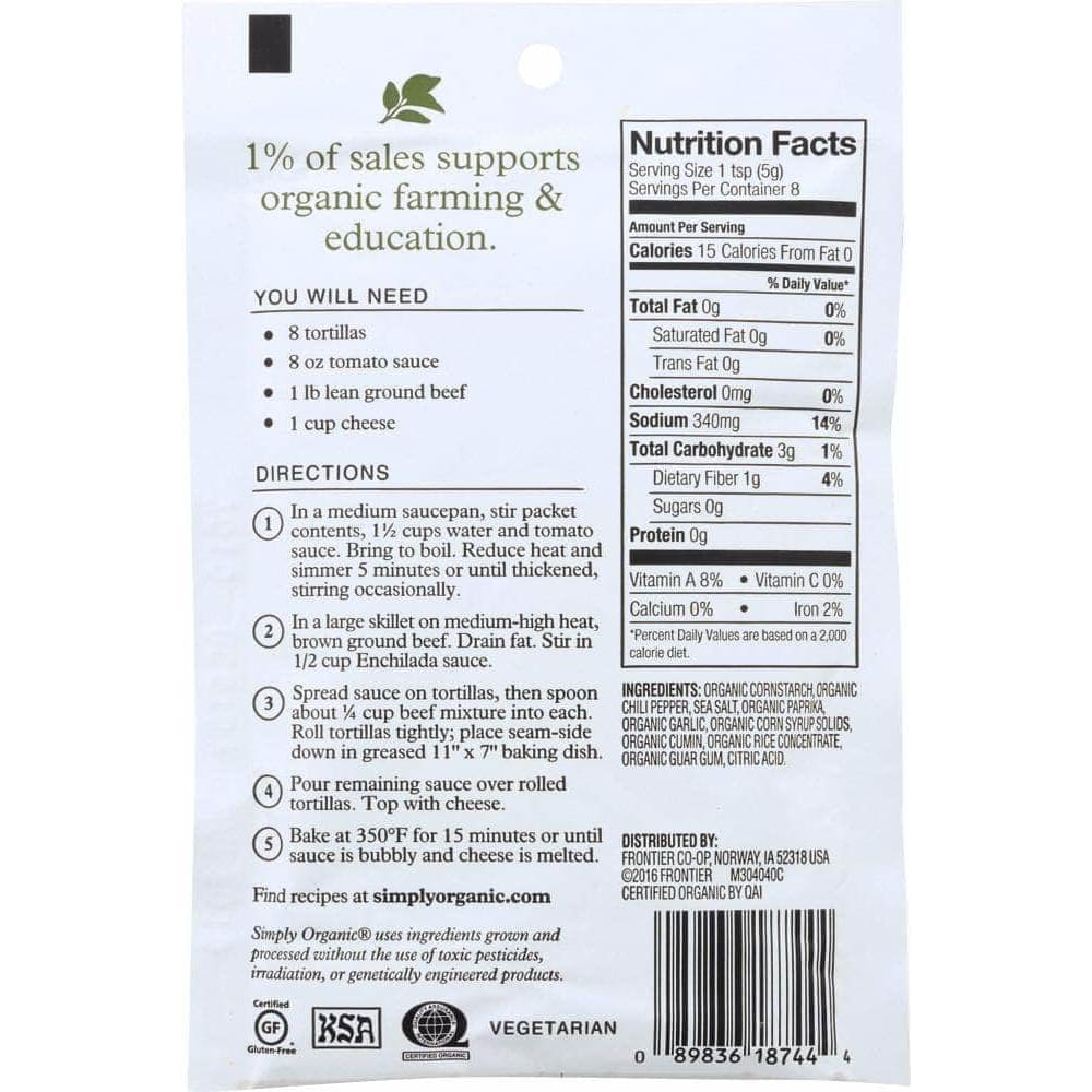 SIMPLY ORGANIC Simply Organic Enchilada Sauce Mix, 1.41 Oz