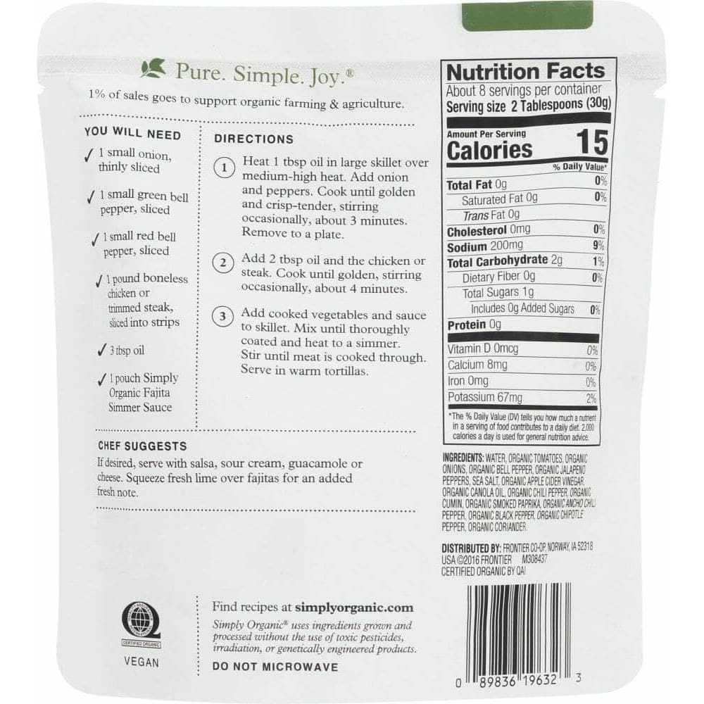 Simply Organic Simply Organic Sauce Fajita Simmer Organic, 8 oz