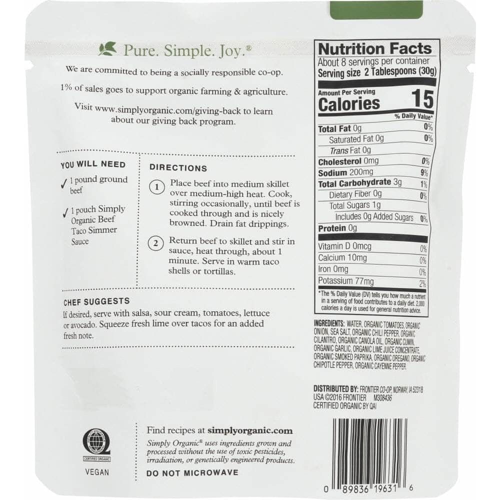 Simply Organic Simply Organic Sauce Southwest Taco Simmer Organic, 8 oz
