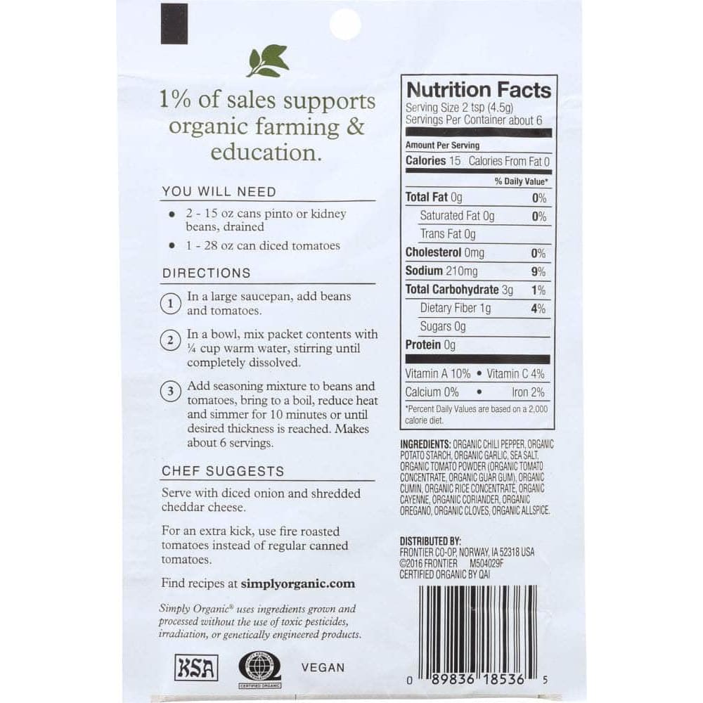 Simply Organic Simply Organic Seasoning Mix Vegetarian Chili, 1 Oz