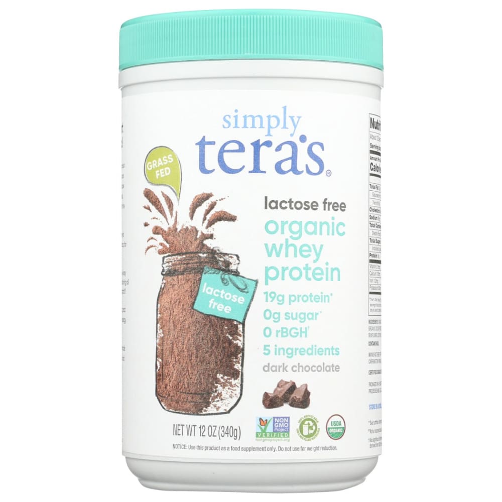 SIMPLY TERAS: Organic Whey Protein Dark Chocolate Lactose Free 12 oz - Vitamins & Supplements > Protein Supplements & Meal Replacements -