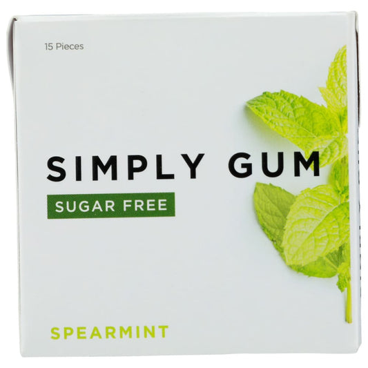 SIMPLYGUM: Spearmint Gum Sugar Free 15 pc (Pack of 5) - Grocery > Chocolate Desserts and Sweets > Breath Fresheners and Gums - SIMPLYGUM