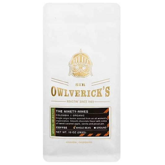 SIR OWLVERICK: Coffee The Ninety Nines Whole Bean Organic 10 oz (Pack of 2) - Beverages > Coffee Tea & Hot Cocoa - SIR OWLVERICK