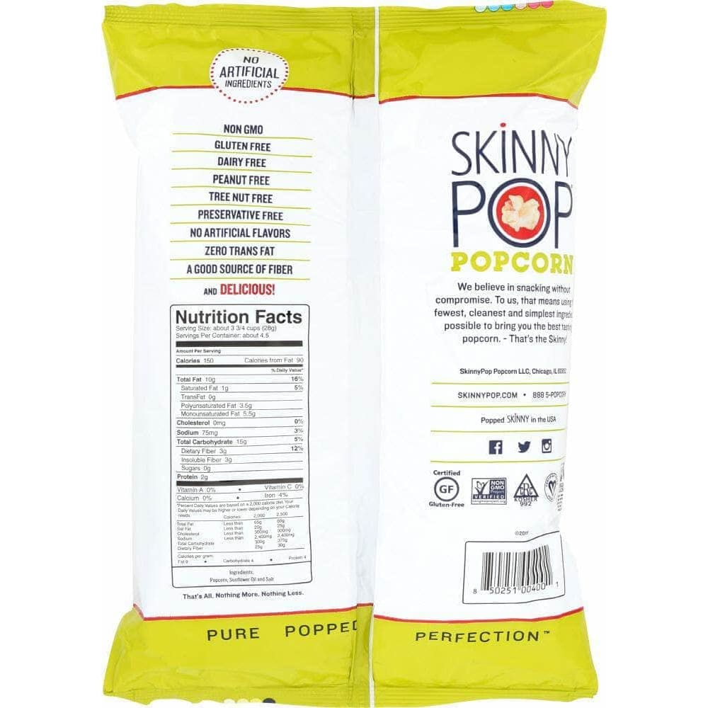 Skinny Pop Skinny Pop All Natural Original Popcorn Cholesterol Free, 4.4 Oz