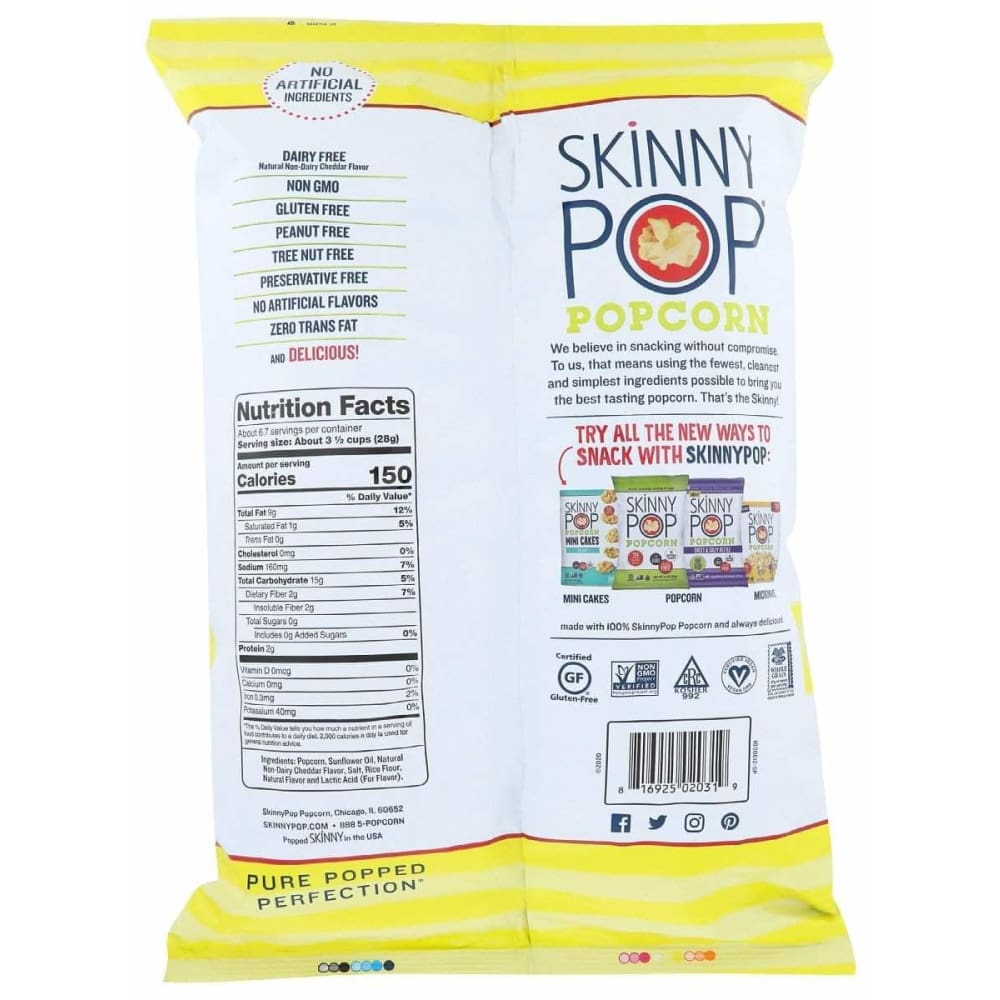 SKINNY POP Skinny Pop Popcorn White Cheddar Sharing Size, 6.7 Oz