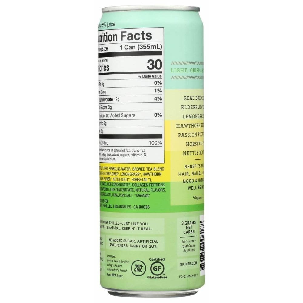 SKINTE Skinte Collagen Tea Sparkling Lemon Lime, 12 Fo