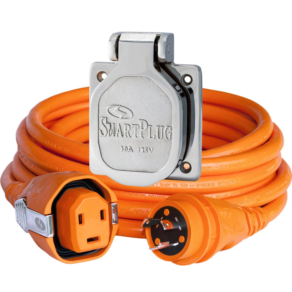 SmartPlug 30 AMP Dual Configuration Cordset & Stainless Steel Inlet Combo - 50’ - Electrical | Shore Power,Boat Outfitting | Shore Power -