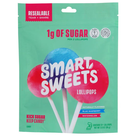 SMARTSWEETS: Lollipops 3 OZ (Pack of 4) - Chocolate Desserts and Sweets > Candy - SMARTSWEETS