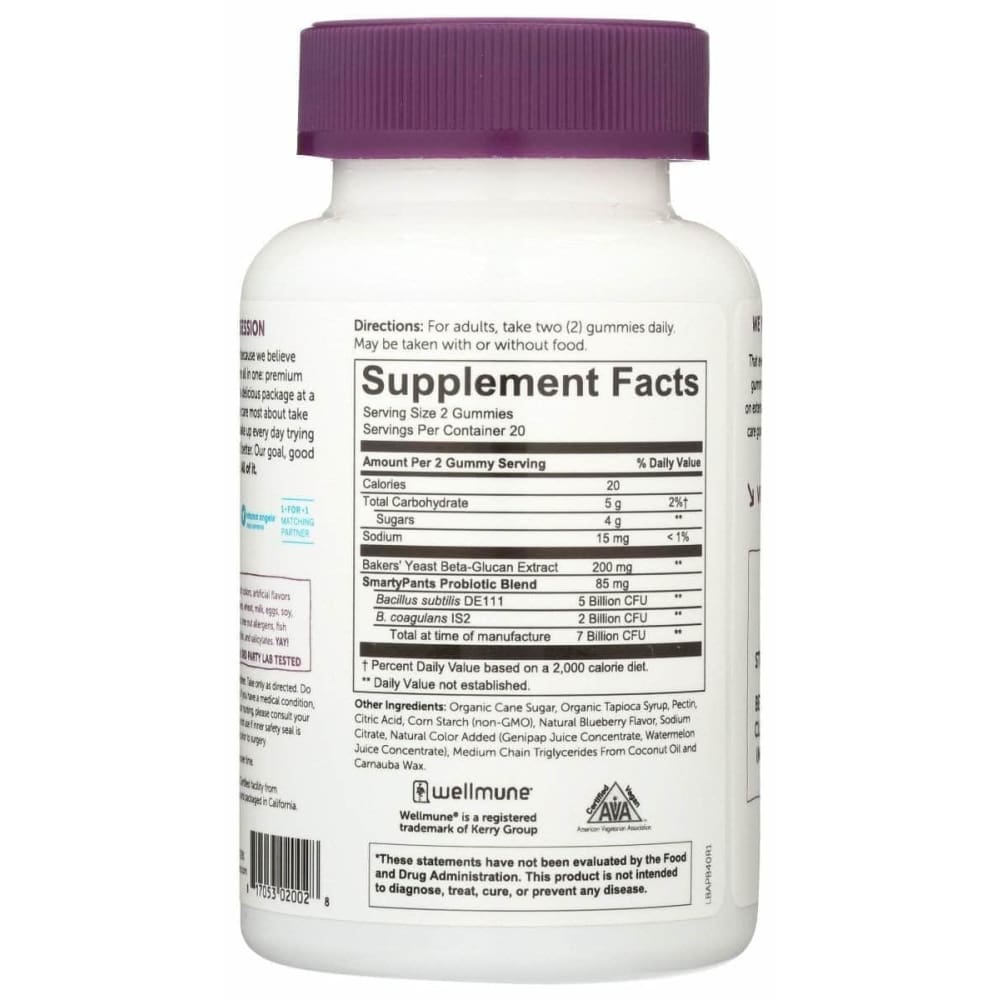 SMARTYPANTS Smartypants Adult Prebiotic And Probiotic Immunity Formula Blueberry, 40 Pc