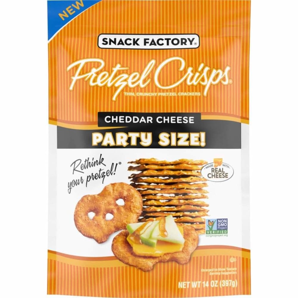 Snack Factory Cheddar Cheese Pretzel Crisps, 14 Oz (Case of 4) | ShelHealth