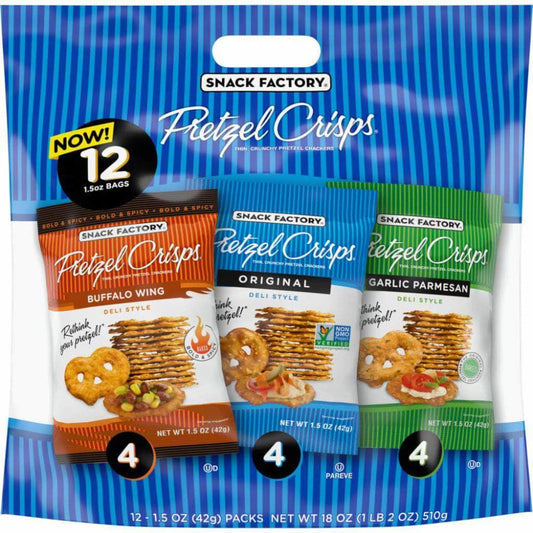 SNACK FACTORY Snack Factory Pretzel Crisps Variety Pack 12 Count, 18 Oz